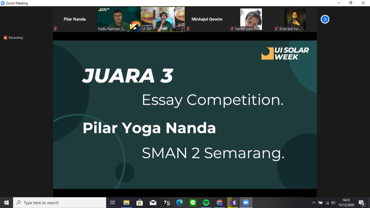 Juara 3 Lomba Esai UI Solar Week
