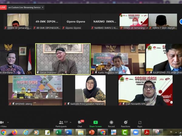SMKN 10 Semarang Ikut Sosialisasi Pendidikan Anti Korupsi bersama Gubernur Jawa Tengah