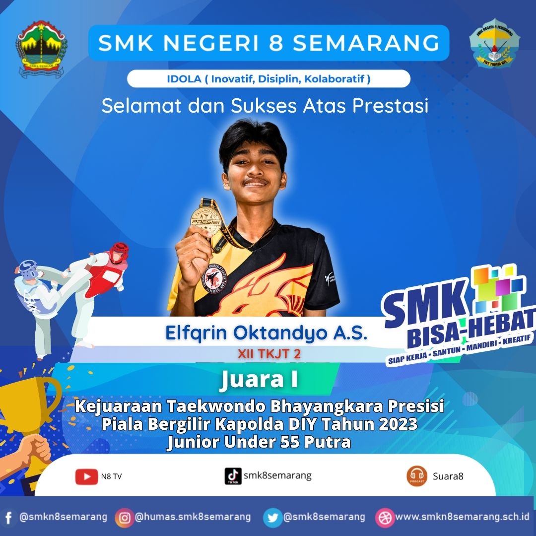 Siswa SMK N 8 Semarang Raih Medali Emas Kejuaraan Taekwondo Tingkat Nasional