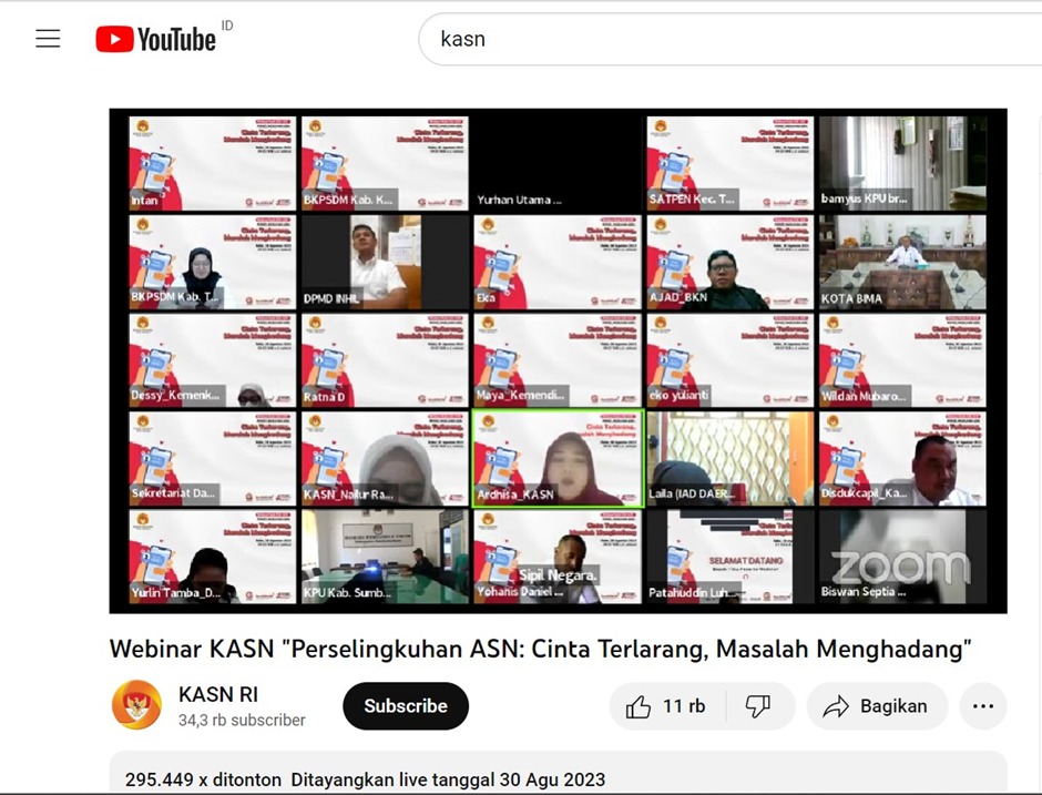 ASN SMKN 10 Semarang Ikuti Webinar Kode Etik ASN dengan Tema Perselingkuhan ASN