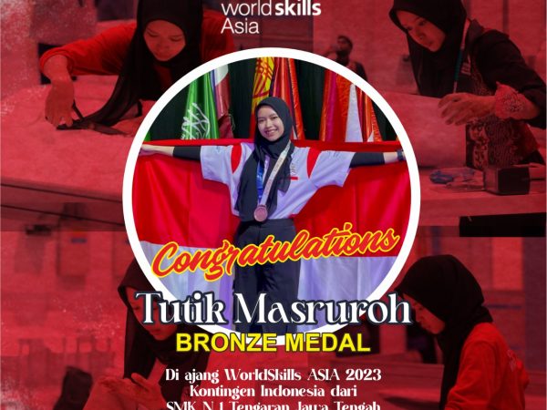 Tutik Masruroh, Alumni SMKN 1 Tengaran, Raih Bronze Medal Ajang Worldskills Asia 2023 di Abu Dhabi