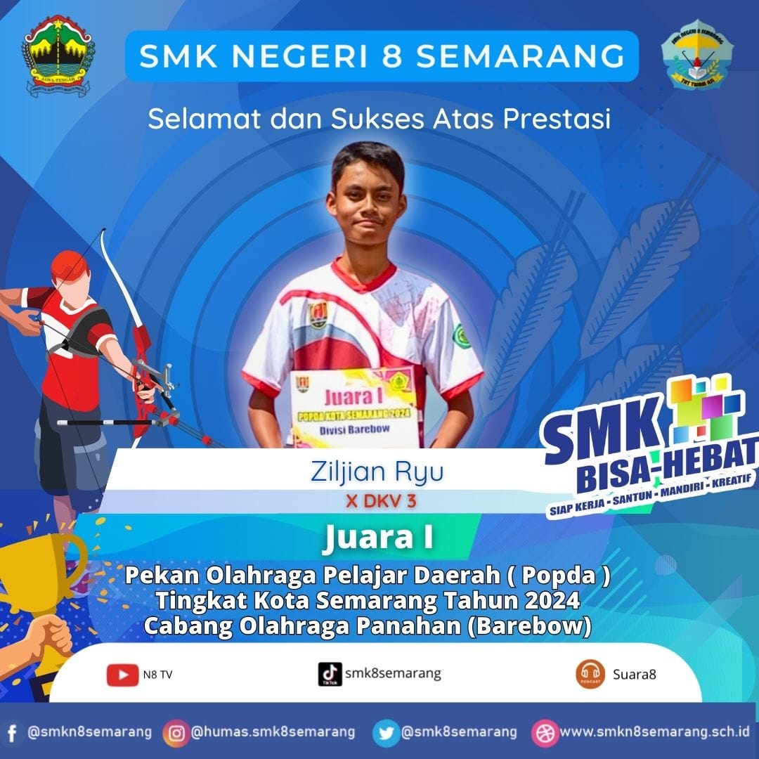 Siswa SMK Negeri 8 Semarang Sabet Gelar Juara 1 Panahan Popda Tingkat Kota Semarang Tahun 2024