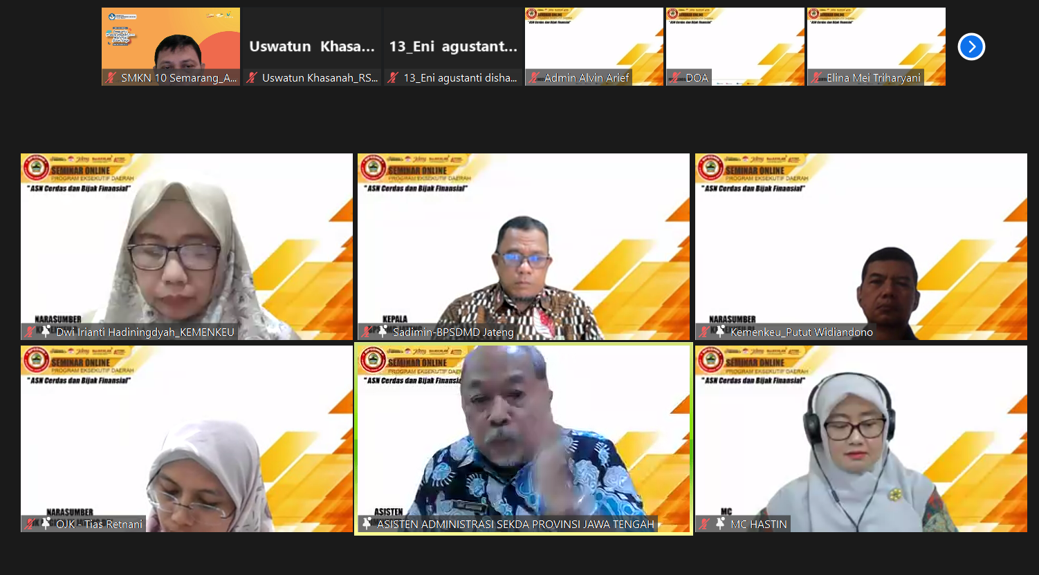 SMKN 10 Semarang Mengikuti Seminar Online ASN Cerdas dan Bijak Finansial
