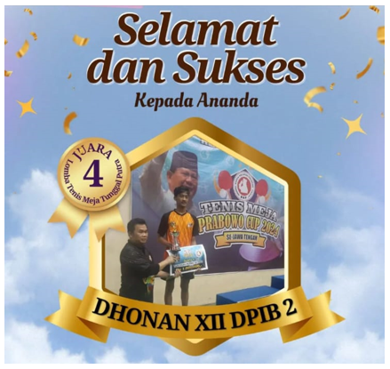 Siswa SMKN 4 Semarang berhasil Juara 4 Tenis Meja Tunggal Putra Tingkat Jawa Tengah Siswa SMKN 4 Semarang berhasil Juara 4 Tenis Meja Tunggal Putra Tingkat Jawa Tengah