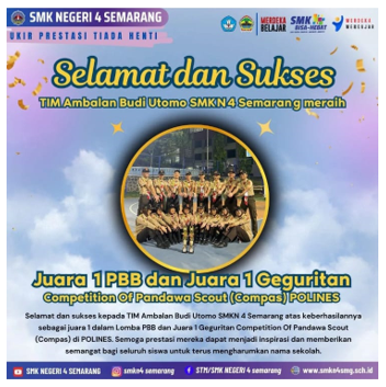 Tim Ambalan Budi Utono SMKN 4 Semarang berhasil meraih Juara 1 Geguritan di Ajang  Competition Of PANDAWA ke IX Tahun 2024
