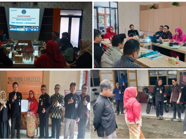 SMKN 4 SEMARANG LAKSANAKAN VERIFIKASI IZIN PENAMBAHAN KONSENTRASI KEAHLIAN TEKNIK SEPEDA MOTOR SMKN 4 SEMARANG LAKSANAKAN VERIFIKASI IZIN PENAMBAHAN KONSENTRASI KEAHLIAN TEKNIK SEPEDA MOTOR